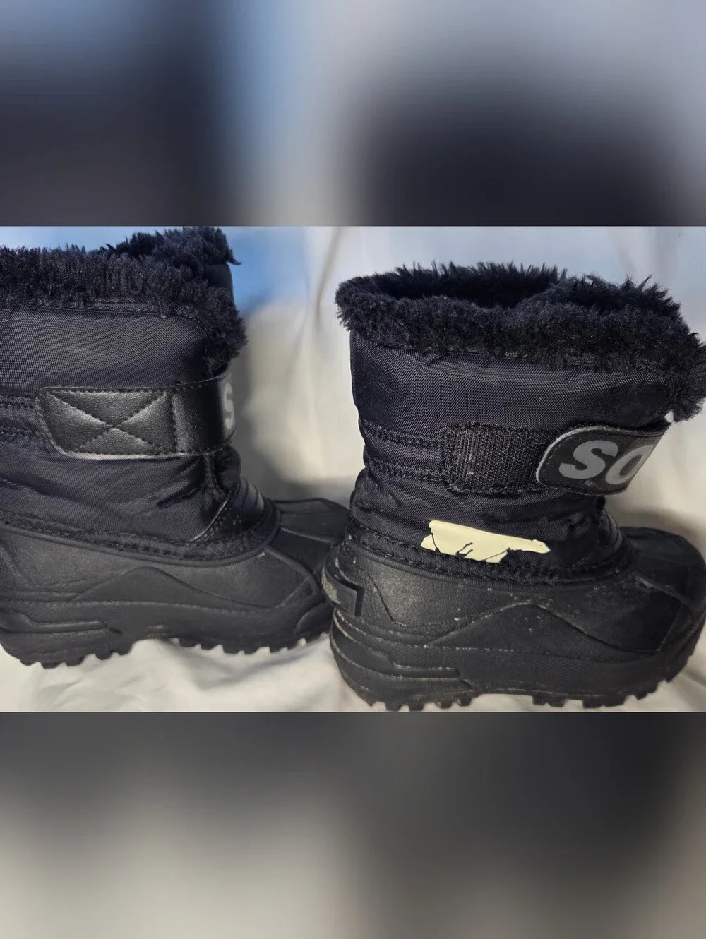 SOREL Kids Waterproof Winter Commander Snow Boots Black/Charcoal Sz 9 Insulated